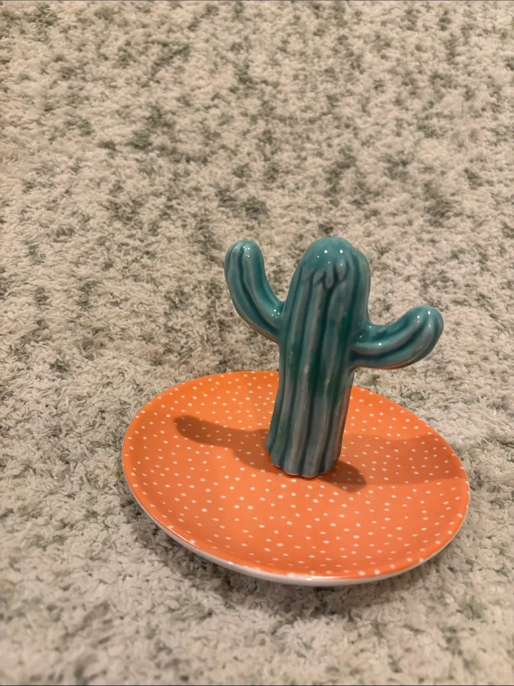 Southwest Ceramic Teal Cactus Ring Jewelry Trinket Dish NWT Sass & Belle 5x4”